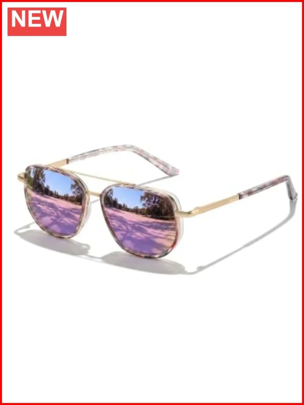 Polarized Square Frame Aviator Sunglasses UV400 Protection for Driving